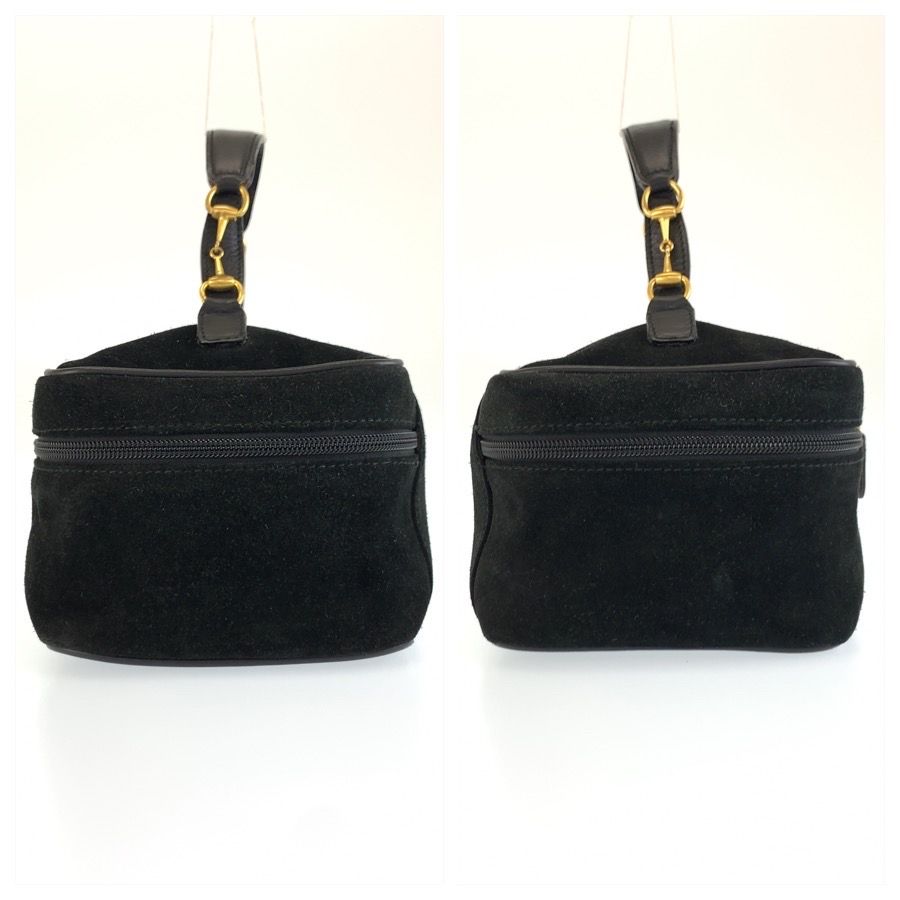 Gucci Horsebit Black Gold Suede Leather 032 106 Vanity Bag — view 8