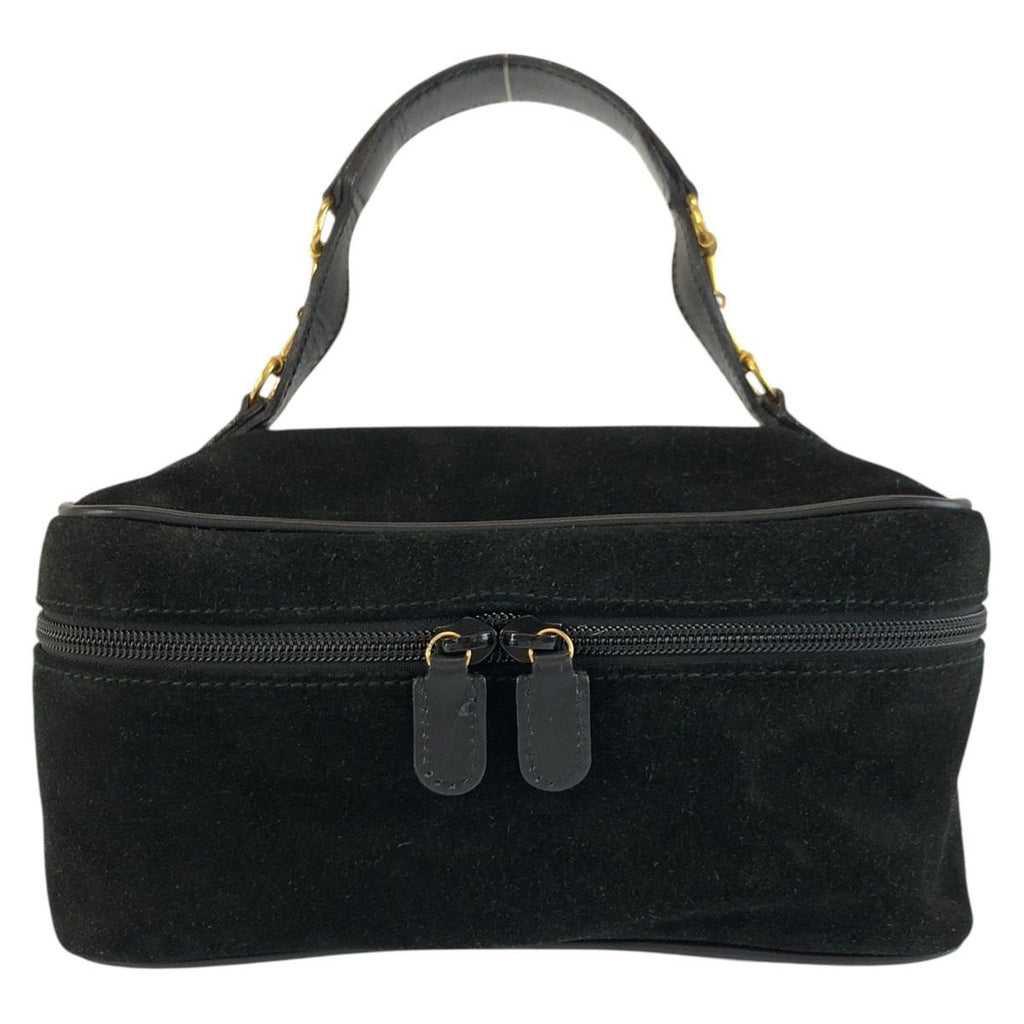 Gucci Horsebit Black Gold Suede Leather 032 106 Vanity Bag