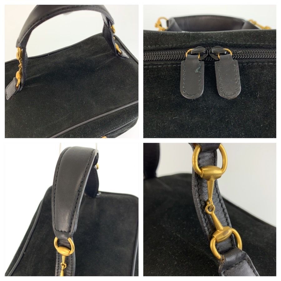 Gucci Horsebit Black Gold Suede Leather 032 106 Vanity Bag — view 6