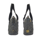 Gucci Black Gold GG Canvas Leather Handle Tote Bag — view 8