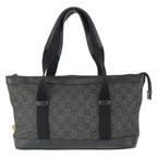 Gucci Black Gold GG Canvas Leather Handle Tote Bag