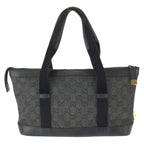 Gucci Black Gold GG Canvas Leather Handle Tote Bag — view 2