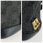 Gucci Black Gold GG Canvas Leather Handle Tote Bag — view 6