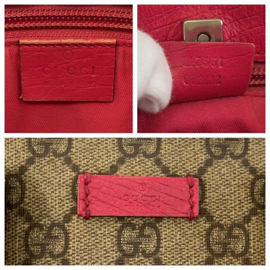 Gucci Beige Pink GG Supreme Canvas Tote Handbag — view 3