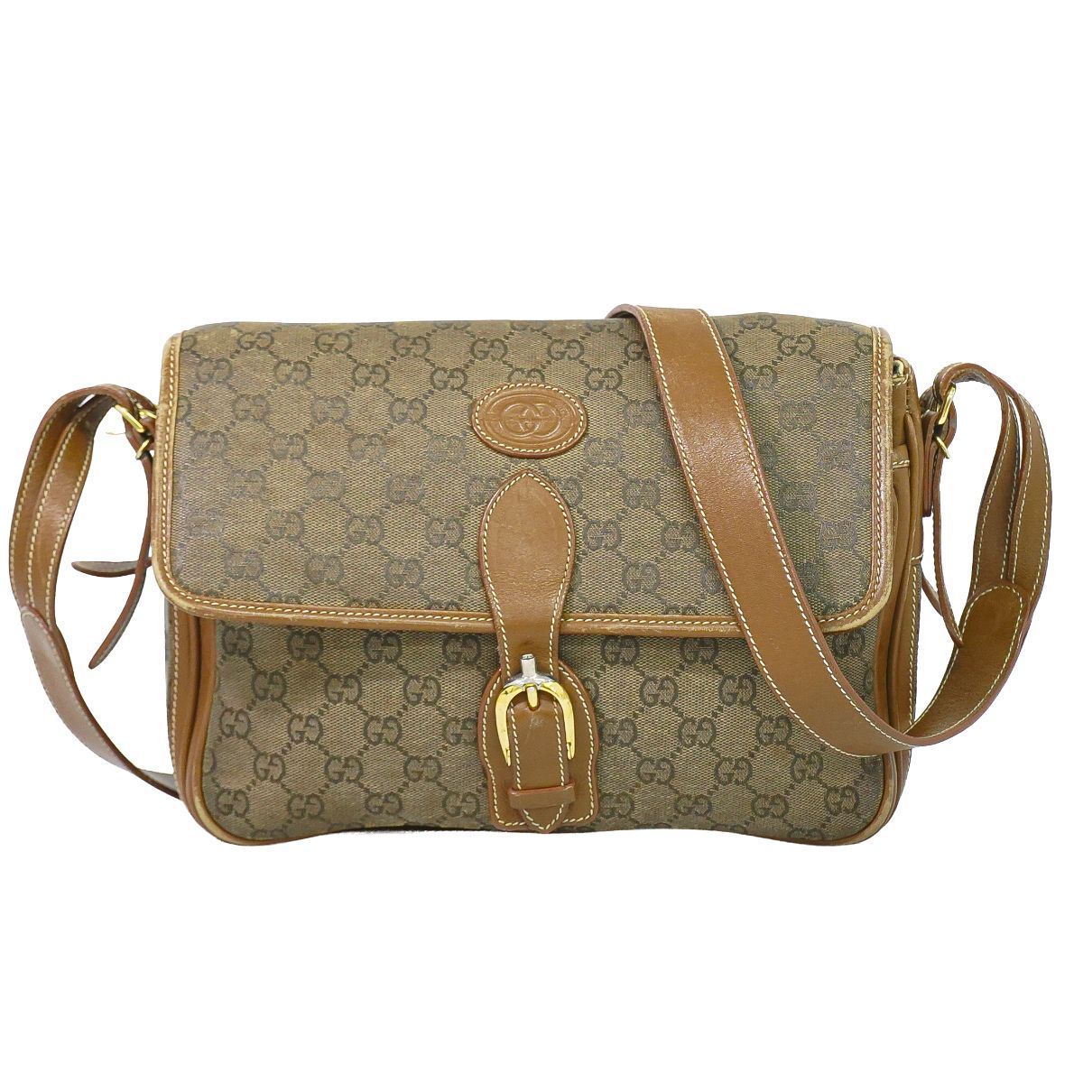 Gucci GG Supreme Shoulder Bag Pochette Brown Vintage