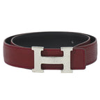 Hermes Constance Belt Reversible Leather Bordeaux Black Silver Vintage