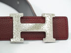 Hermes Constance Belt Reversible Leather Bordeaux Black Silver Vintage — view 4