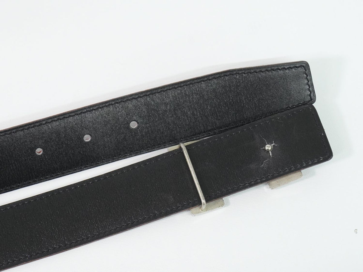 Hermes Constance Belt Reversible Leather Bordeaux Black Silver Vintage — view 3