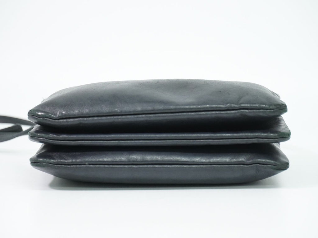 Celine Trio Small Shoulder Bag Pochette Leather Black Vintage — view 3