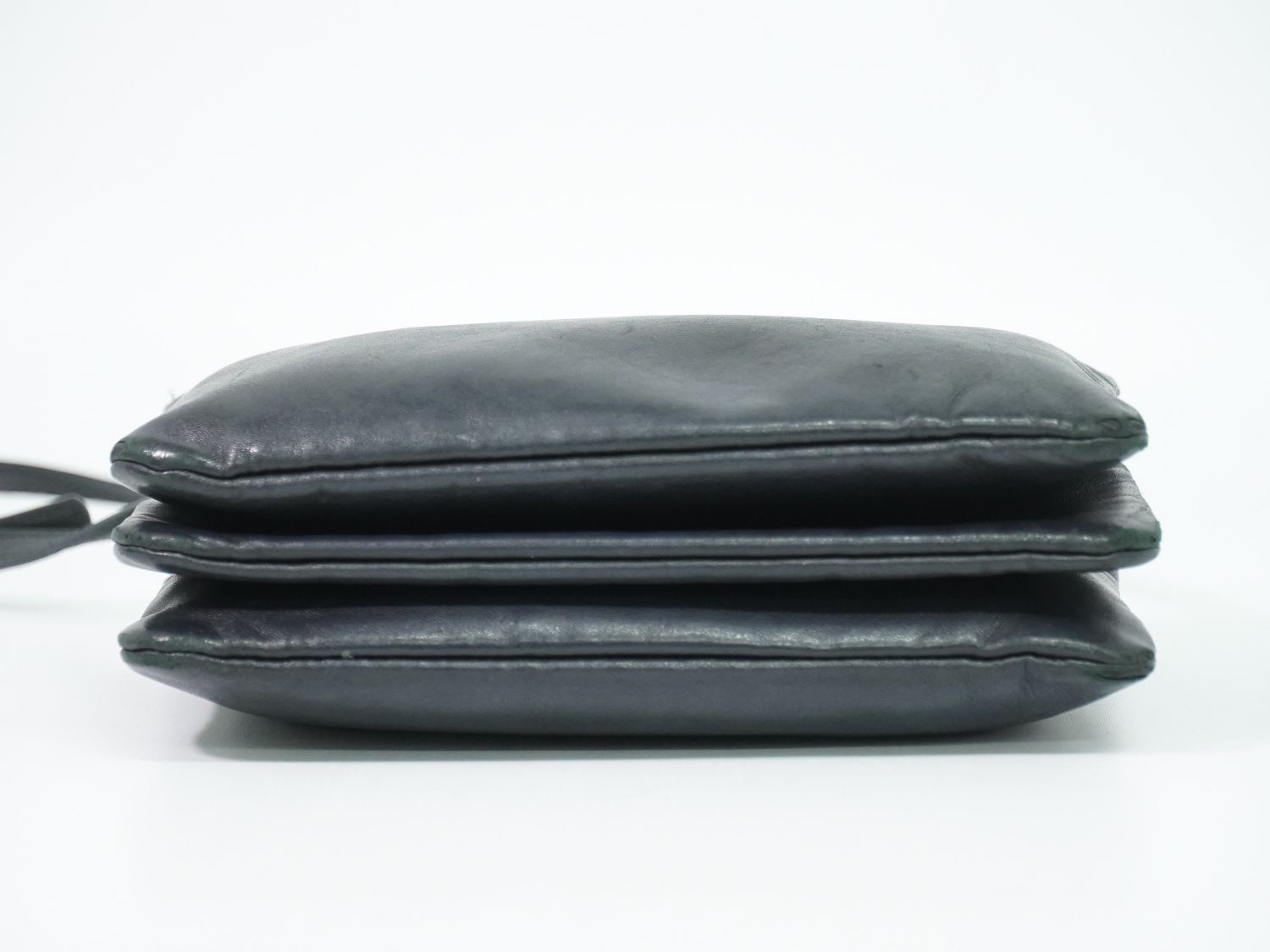 Celine Trio Small Shoulder Bag Pochette Leather Black Vintage — view 3