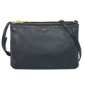 Celine Trio Small Shoulder Bag Pochette Leather Black Vintage