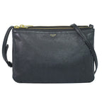Celine Trio Small Shoulder Bag Pochette Leather Black Vintage