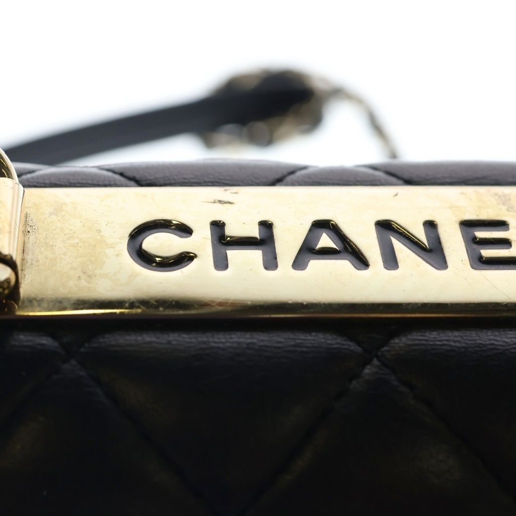 Chanel Trendy CC 2-Way Handbag Shoulder Bag Black Lambskin Gold — view 6