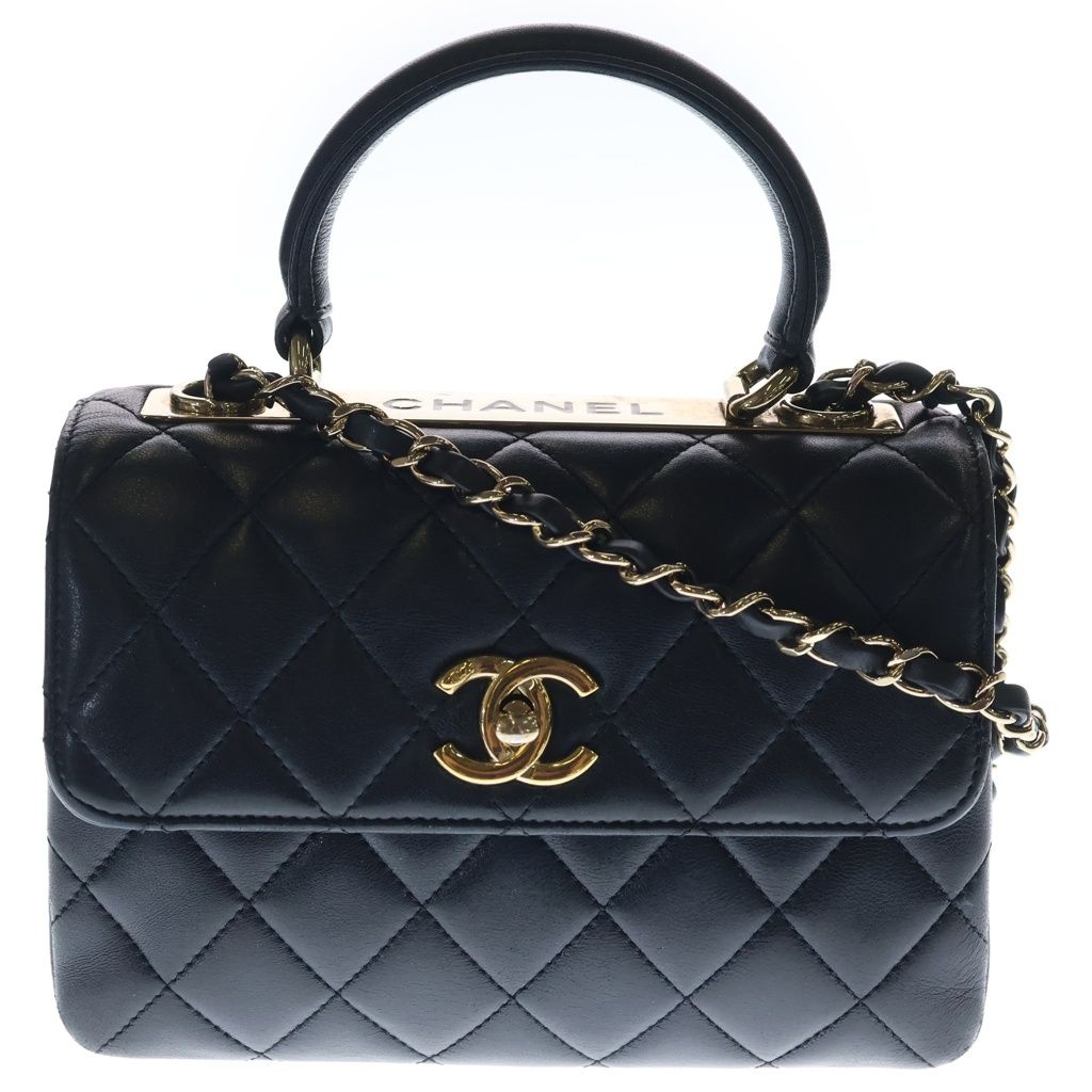 Chanel Trendy CC 2-Way Handbag Shoulder Bag Black Lambskin Gold