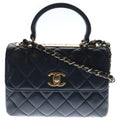 Chanel Trendy CC 2-Way Handbag Shoulder Bag Black Lambskin Gold