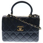 Chanel Trendy CC 2-Way Handbag Shoulder Bag Black Lambskin Gold