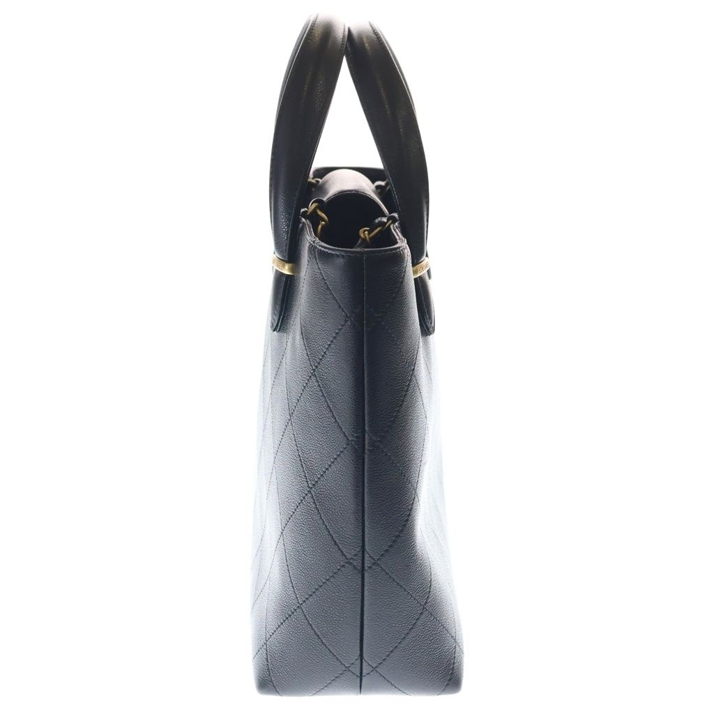 Chanel Quilted Classic Shopping Handbag Tote Shoulder Bag Black Caviar Leather — view 3