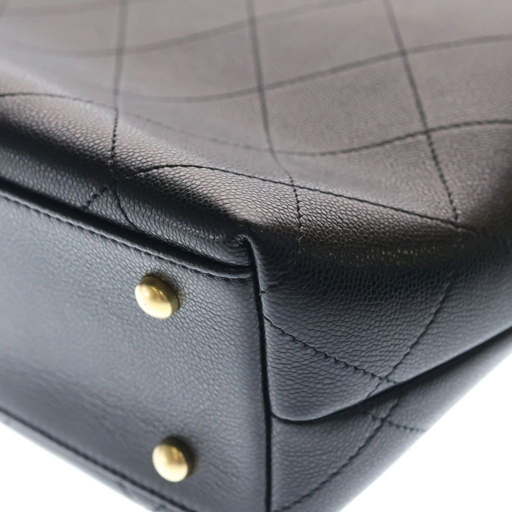 Chanel Quilted Classic Shopping Handbag Tote Shoulder Bag Black Caviar Leather — view 5