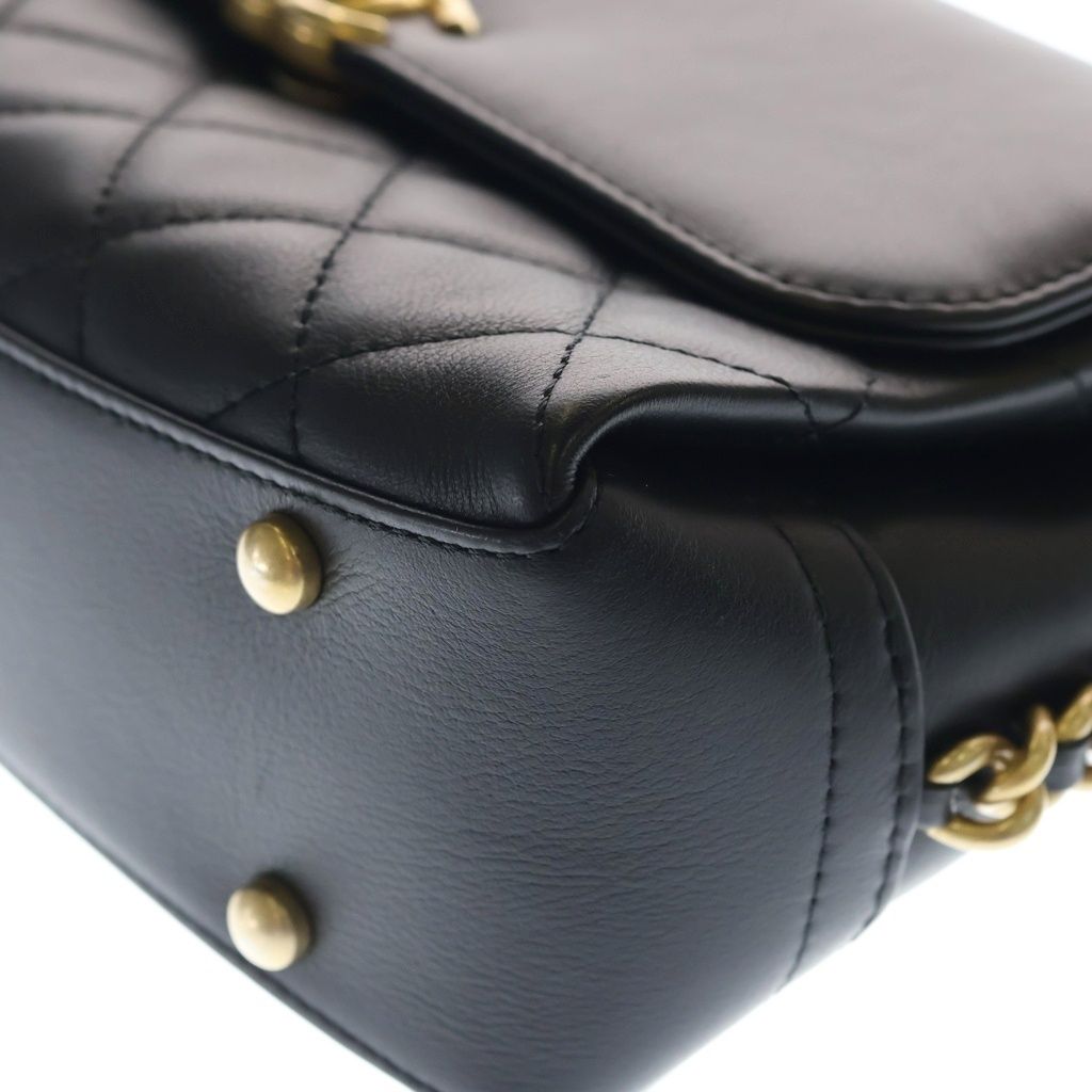 Chanel Quilted 25 S Flap S Chain Shoulder Bag Handbag Black Lambskin Gold — view 5