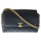 Chanel Quilted 25 S Flap S Chain Shoulder Bag Handbag Black Lambskin Gold