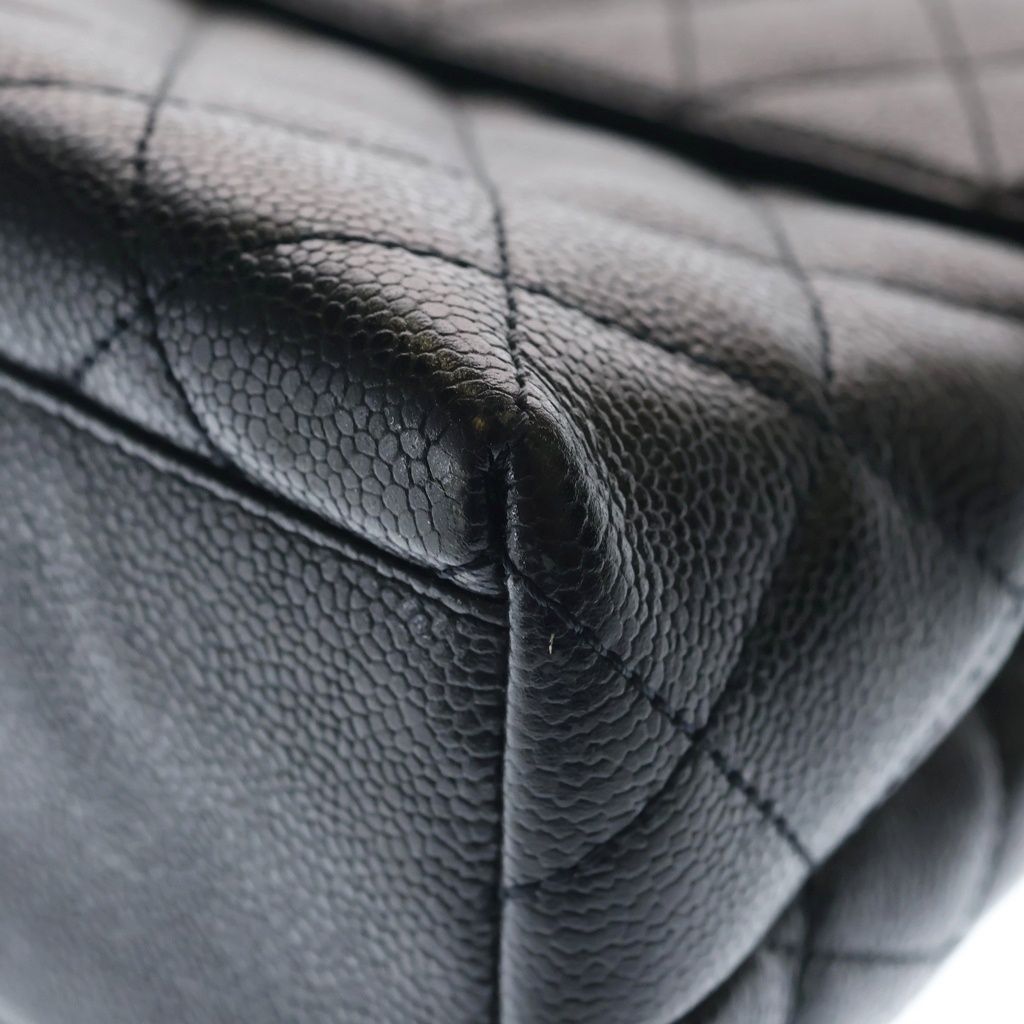 Chanel Quilted CC Logo Top Handle Caviar Leather Gold Black — view 5