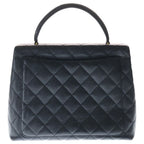 Chanel Quilted CC Logo Top Handle Caviar Leather Gold Black — view 2