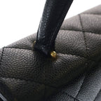 Chanel Quilted CC Logo Top Handle Caviar Leather Gold Black — view 7