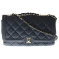 Chanel 25 S Flap S Chain Shoulder Bag Black Lambskin Gold