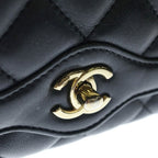 Chanel 25 S Flap S Chain Shoulder Bag Black Lambskin Gold — view 6