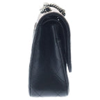 Chanel Quilted 25 Double Flap Chain Shoulder Bag Black Caviar Leather Silver — view 3