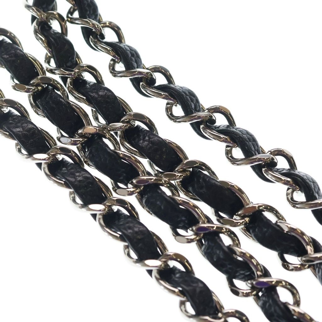 Chanel Quilted 25 Double Flap Chain Shoulder Bag Black Caviar Leather Silver — view 7
