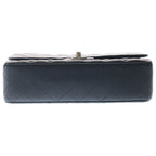 Chanel Quilted 25 Double Flap Chain Shoulder Bag Black Caviar Leather Silver — view 4