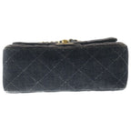 Chanel Mini Quilted 17 Chain Shoulder Mini Bag Black Denim Gold — view 4