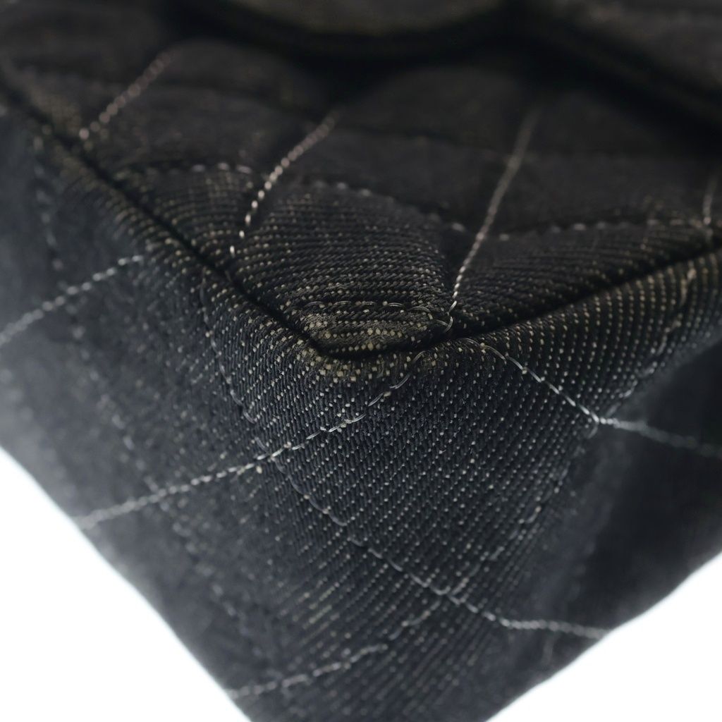 Chanel Mini Quilted 17 Chain Shoulder Mini Bag Black Denim Gold — view 5