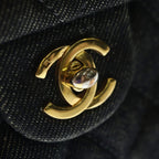 Chanel Mini Quilted 17 Chain Shoulder Mini Bag Black Denim Gold — view 6