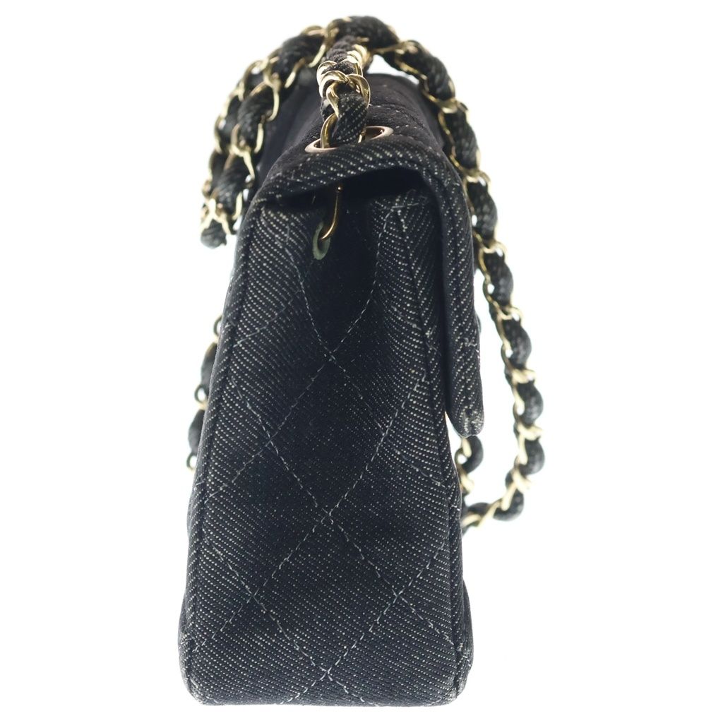 Chanel Mini Quilted 17 Chain Shoulder Mini Bag Black Denim Gold — view 3