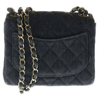Chanel Mini Quilted 17 Chain Shoulder Mini Bag Black Denim Gold — view 2