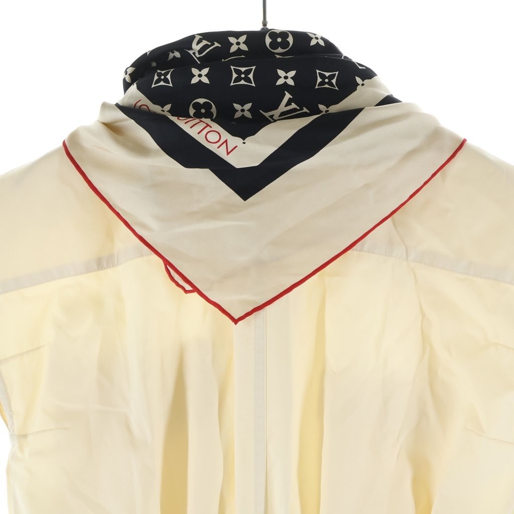 Louis Vuitton Monogram Scarf Safari Shirt Dress Sleeveless Gather Beige — view 4