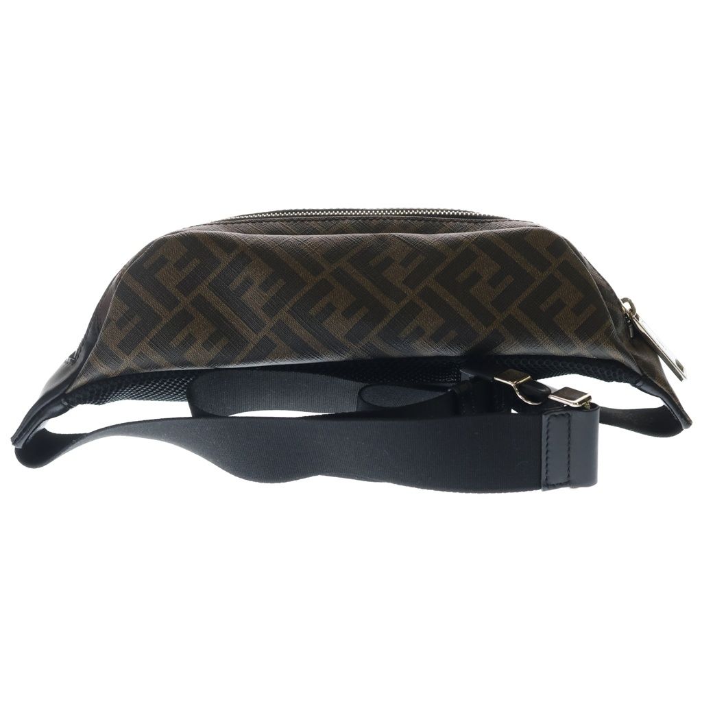 Fendi Crossbody Belt Bag Zucca Pattern Leather Shoulder Silver Brown — view 2