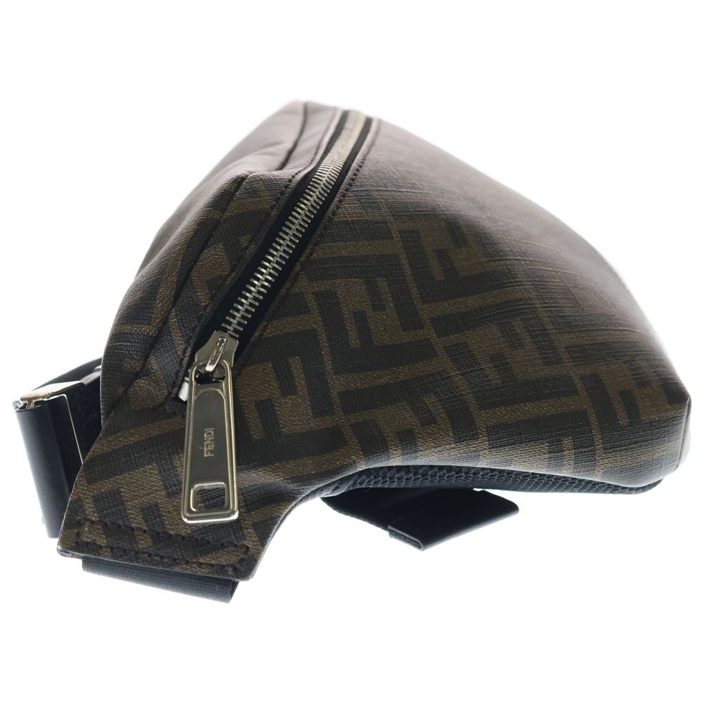 Fendi Crossbody Belt Bag Zucca Pattern Leather Shoulder Silver Brown — view 3