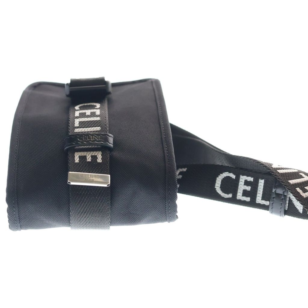 Celine Trekking Mobile Pouch Nylon Leather Shoulder Bag Silver Black — view 4