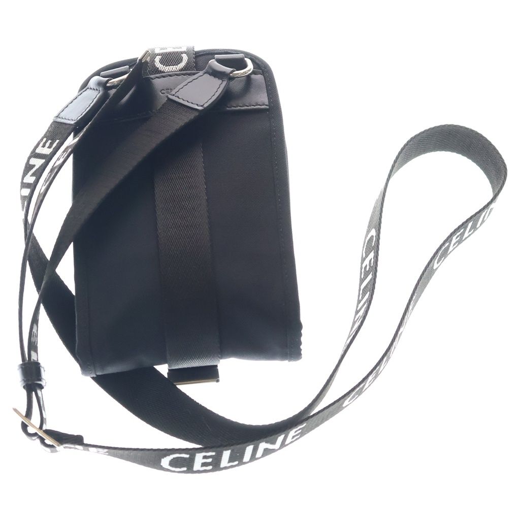 Celine Trekking Mobile Pouch Nylon Leather Shoulder Bag Silver Black — view 2