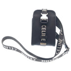 Celine Trekking Mobile Pouch Nylon Leather Shoulder Bag Silver Black
