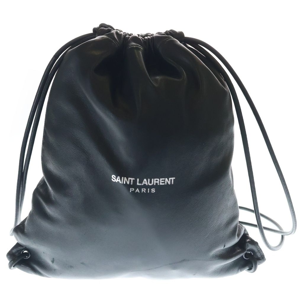 Saint Laurent Paris Teddy Small Leather Shoulder Bag Drawstring Black