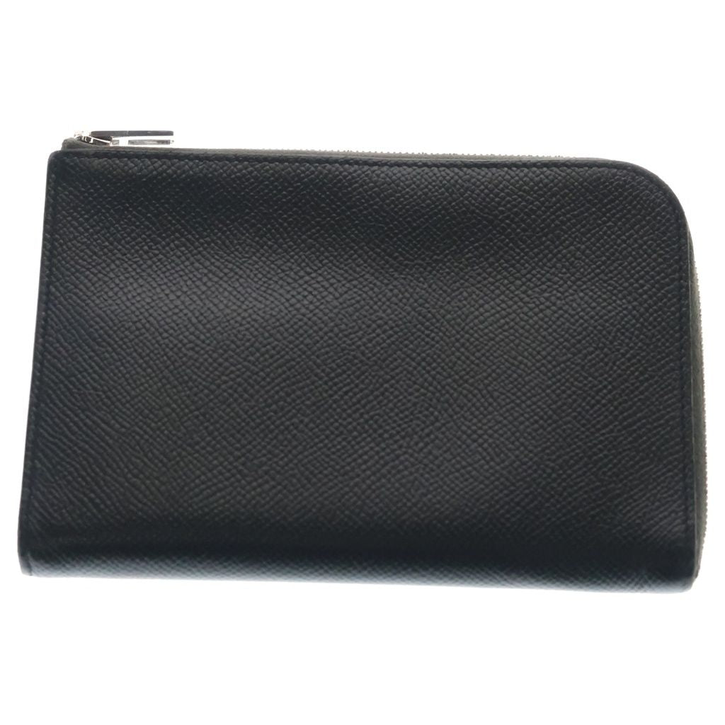 Hermes Remix Duo Silver Round Zip Wallet Black