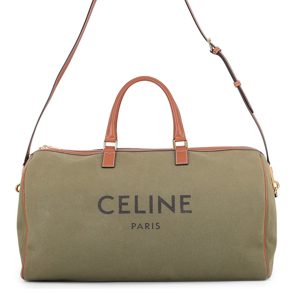 Celine Boston Bag Logo Canvas Leather 2-Way