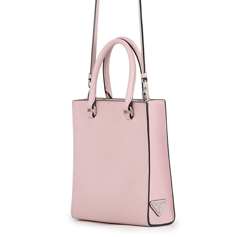 Prada Embossed Triangle Logo Mini Leather 2-Way Handbag — view 2