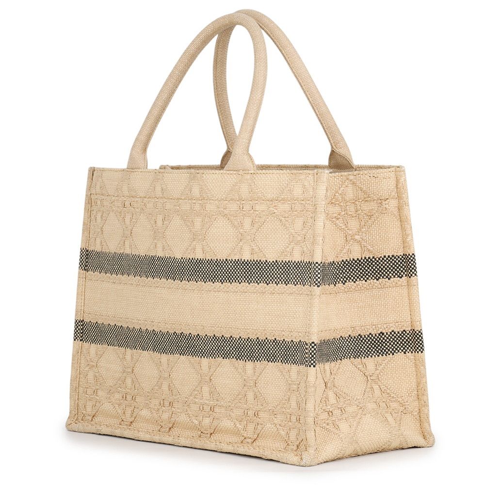 Dior Tote Bag Book Cannage Raffia Black — view 2