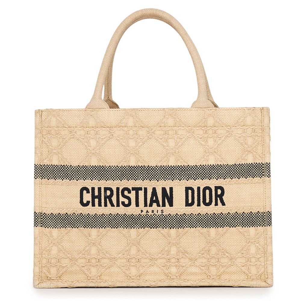 Dior Tote Bag Book Cannage Raffia Black