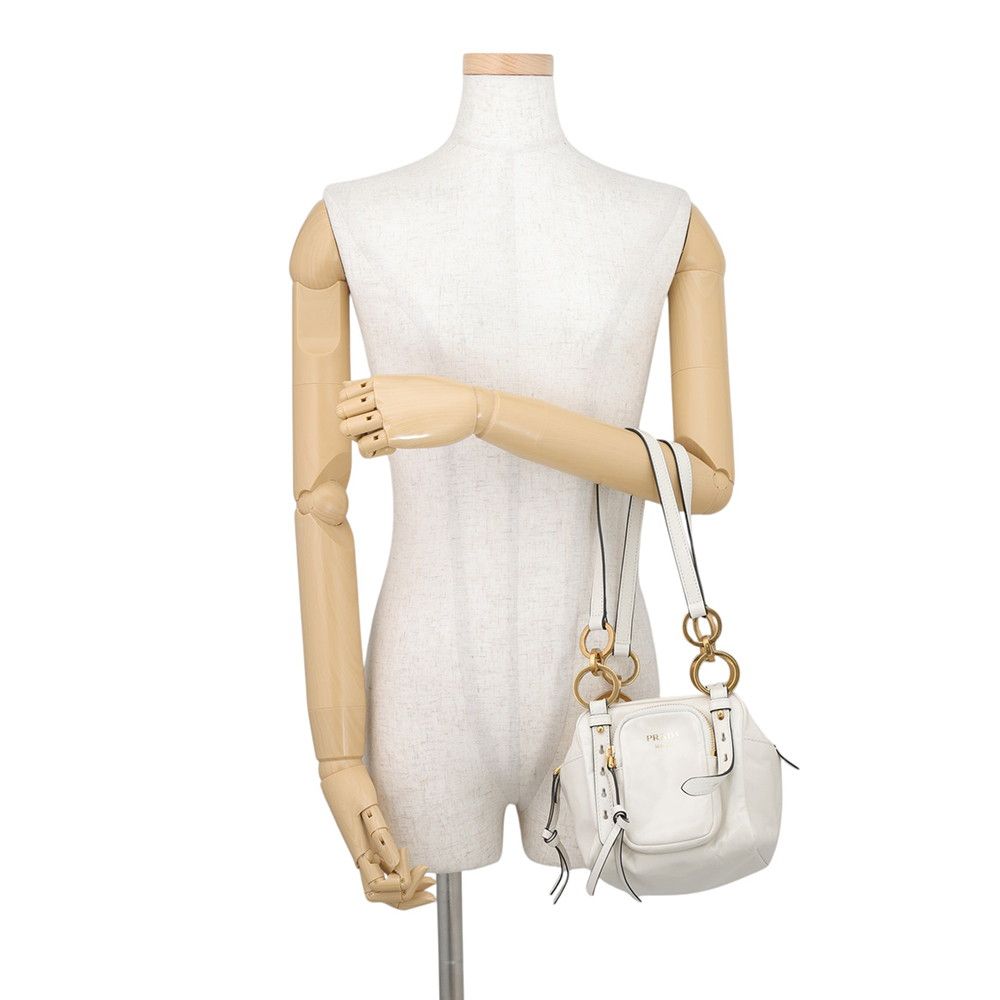 Prada Handbag Dangle Top Mini Leather White — view 4